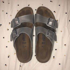 Metallic Silver Birkenstocks